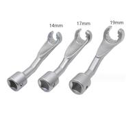 Diesel Injector Socket Set 1/2 Inch Drive Chromium Steel Bi-Hex Open End Wrench 14mm 17mm 19mm for Fuel Line and Injection Pump Hard Line Nut Tool Commercial Grade(19mm)