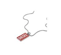 Diesel Necklace for Men Single Dogtags, Length: 550-600mm, Width: 14.8mm, Height: 26mm Silver Stainless Steel Necklace, DX1368040