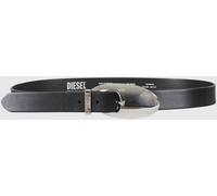 DIESEL Leather Belt with Pin Buckle and Engraved Logo - Size: 90 - female