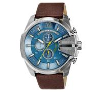 Diesel Mega Chief DZ4281 Men's Watch - 51mm Blue Dial Leather Strap