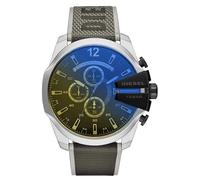 Diesel Mega Chief DZ4523 Men's Chronograph Watch - 51mm Black Iridescent Dial Grey Nylon Strap