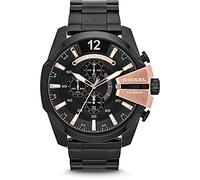 Diesel Mega Chief Men's Quartz Watch with Black Dial Analogue Display and Black Stainless Steel Bracelet Dz4309