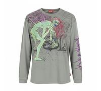 DIESEL Men T-Shirt T-Boxt-LS-R12 L Grey Patterned Relaxed Fit Long Sleeve