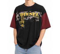 DIESEL Men T-Shirt T-Boxt-Q4 L Black Patterned Oversized Relaxed Crew