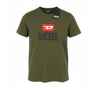 DIESEL Men T-Shirt T-Diego New D Logo L Khaki Green Cotton Short Sleeve Top