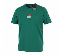 DIESEL Men T-Shirt T-Just-Small-New D Logo XL Green Cotton Short Sleeve Tee