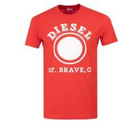 Diesel Mens 1976 Varsity Logo T-Shirt (Red) Cotton - Size Large