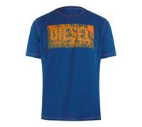 Diesel Mens Block Logos Ensign Blue T-shirt Cotton - Size Small