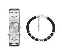 Diesel Men's Closer Silver-Tone Stainless Steel Watch and D Logo Bracelet Semi-Precious, Set
