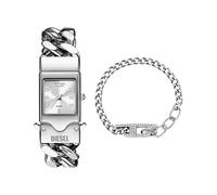 Diesel Men's Closer Silver-Tone Watch and D Logo Bracelet, Set
