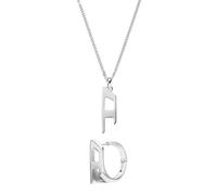 Diesel Men's D Logo Silver-Tone Stainless Steel Necklace and Earrings, Set