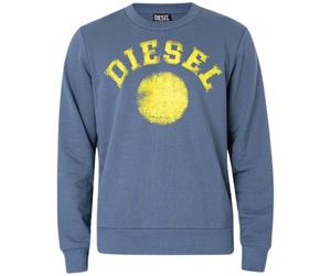 Diesel Mens Distressed Dot Logo Blue Sweatshirt Cotton - Size X-Small