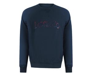 Diesel Mens Distressed Logo Total Eclipse Blue Sweatshirt - Navy Cotton - Size Large