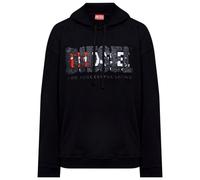 Diesel Mens Double Destroyed Logo Hoodie (Black) Cotton - Size Large
