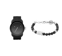 Diesel Men's Double Down S44 Black Silicone Watch and Stainless Steel Bracelet, Set
