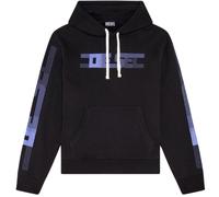 Diesel Mens Faded Logo On Chest and Arms Black Hoodie Cotton - Size Small
