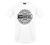 Diesel Mens Hardware Circle Logo Bright White T-shirt Cotton - Size Small