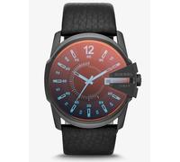 Diesel Mens Master Chief Black Iridescent Dial Leather Strap Watch DZ1657