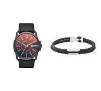 Diesel Men's Master Chief Black Leather Watch and Bracelet, Set