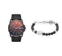 Diesel Men's Master Chief Black Leather Watch and Bracelet, Set