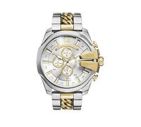 DIESEL Mega Chief Watch for Men, Chronograph Movement with Stainless Steel Strap