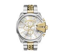 DIESEL Mega Chief Watch for Men, Chronograph Movement with Stainless Steel Strap