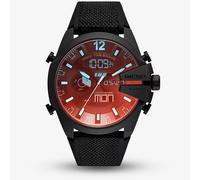 Diesel Watch for Men Mega Chief, Ana-Digi Movement, 51 mm Black Stainless Steel Case with a Mixed Strap, DZ4548