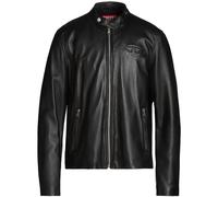 Diesel Mens Monotone Logo Black Leather Jacket - Size Medium