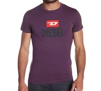 Diesel Mens New Bold Logo Dark Purple T-Shirt Cotton - Size Small