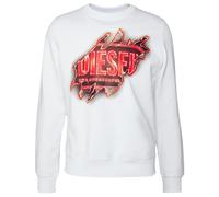 Diesel Mens Peel Effect Logo White Sweatshirt - Size Large