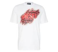 Diesel Mens Peel Effect Logo White T-Shirt material_cotton - Size 2XL