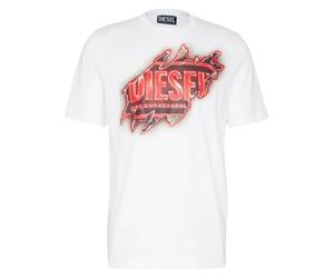 Diesel Mens Peel Effect Logo White T-Shirt material_cotton - Size 2XL