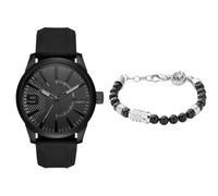 Diesel Men's Rasp Black Silicone Watch and Stainless Steel Bracelet, Set