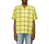 Diesel Mens S-Nabil-Check Shirt in Green Viscose - Size Large