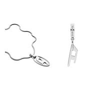 Diesel Men's Stainless Steel Necklace Men's Stainless Steel Earrings, Polished