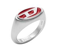 Diesel Men's Ring, Red Enamel and Stainless Steel Signet Ring
