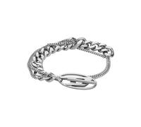 Diesel Men's Stainless Steel Toggle clasp closure Bracelet Coin Silver