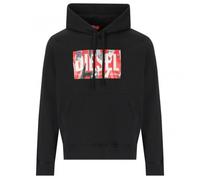 Diesel Mens Torn Logo Black Hoodie - Size X-Large