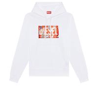 Diesel Mens Torn Logo White Hoodie Cotton - Size Medium