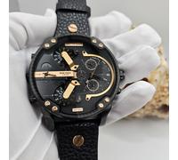DIESEL MENS WATCH BLACK LEATHER STRAP & BLACK DIAL MR DADDY 2.0 DZ7350