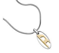 Diesel Necklace for Men Single Pendant, Length: 550MM+50MM, Width: 15.5MM, Height: 30.6MM Silver Stainless Steel Necklace, DX1421931