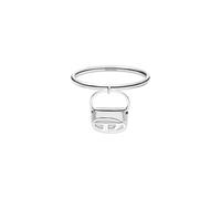 Diesel Oval D Logo Men's Silver-Tone Stainless Steel Ring, DX16190408