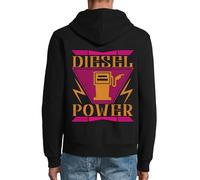Diesel Power Engine Car Oil Mechanic Hooded Cotton Blend Zipper Jacket Sweatshirt Hoodie Black XX-Large