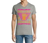 Diesel Power Engine Car Oil Mechanic Men's Cotton V-Neck T-Shirt Gray Medium