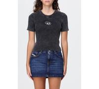 DIESEL Ribbed Cotton Cropped Top with Oval D Logo - Size: L - female
