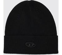 DIESEL Ribbed Wool and Cotton-Blend Beanie with Embroidered Oval D Logo - Size: OS - female