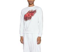 Men's Diesel Peel Effect Logo White Sweatshirt - Size: 42/Regular