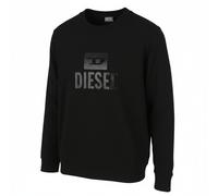 DIESEL S-Gir-Crewneck Tone On Tone Men Sweatshirt L Black Front Logo Pull On