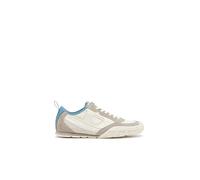 Diesel S-Pagodha Low Men’s Sneaker - ‘70s Retro Leather, Ripstop & Hairy Suede Lace-Up Trainer, EVA Cushioned Sole, Textured Rubber, Square Toe Casual Shoe, White/Grey, 9