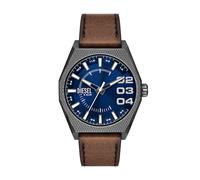Diesel Scraper Men's Blue Dial Brown Leather Strap Watch DZ-2189 Brand New Rare
